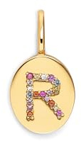 SINGULARU - Charm Personalizado Signet Letter Colors. Latón con Baño en Oro de 18 Kt y Circonita. Joyas Para Mujer.