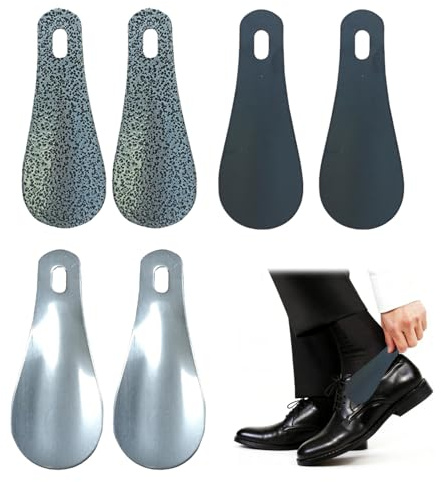 6 PCS Mini Calzascarpe Metallo da Viaggio 10cm, Calzante Corto in Acciaio Inox per Scarpe Eleganti, Sportive e Casual, Accessorio Tascabile per Uomo Donna Anziani, Perfetto per Casa, Campegg