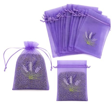 DINSAGE 24 Sachets de Lavande Vides – Sachets Parfumés à Remplir – Sacs & Pochettes en Tissu pour Fleurs de Lavande