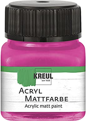 KREUL 75211 - Acryl Mattfarbe, pink im 20 ml Glas, cremig deckende, schnelltrocknende Farbe auf Wasserbasis, für viele verschiedene Untergründe geeignet