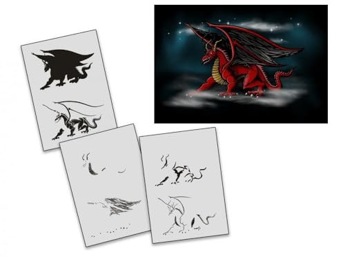AS-209 Drache Step by Step Airbrushschablone Größe XL