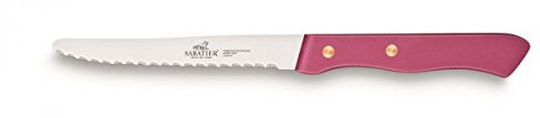 Sabatier - Set de 6 couteaux de Table SERIE 197-10,5 cm | Fabriqué en France, Lame Microdentée Inox et Rivets en Laiton, Parfait pour Couper Facilement Viandes, Fruits et Légumes