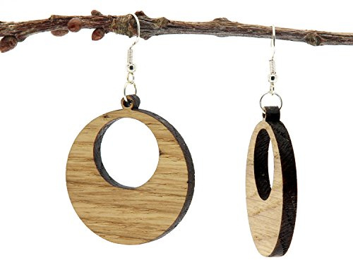 NaturSchatulle Träsmycken träörhängen Moni I naturliga örhängen 925 sterlingsilver örhängen trä damer örhängen e silver, colore: ek, cod. NK10104.1