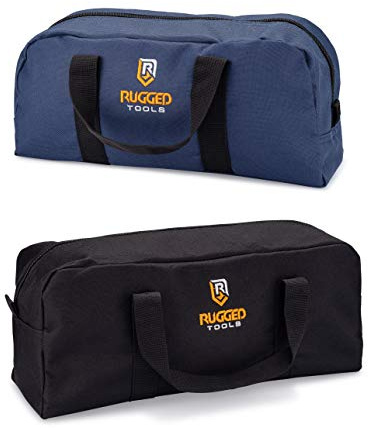Rugged Tools Tool Bag Combo - Includes 1 Small & 1 Medium Toolbag - Organizer Tote Bags for Electrician, Plumbing, Gardening, HVAC & More