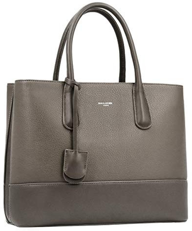 David Jones - Damen Große Handtasche Henkeltasche - Tote Shopper Bag PU Echtes Leder Stil - Multi Pocket Top Griff Taschen - Elegante Schultertasche Umhängetasche Arbeit Schule - Taupe Braun