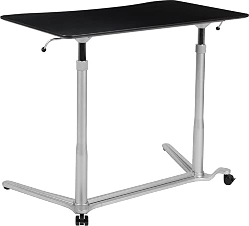 Flash Furniture Merritt Sit-Down, Stehpult, ergonomischer Computer-Schreibtisch mit 94 cm Breite Oben (Verstellbereich 73,7 cm - 103,5 cm) Schwarz