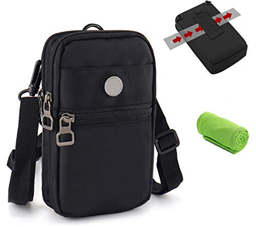 Bandolera Hombre Deportiva Impermeable, Bolsa Compacta de Hombro Cintura Cinturón Bolsillo Funda Riñoneras Bolso Pequeño para Pequeñas Deporte Camping Viaje Cartera Aire para iPhone Samsung Xiaomi