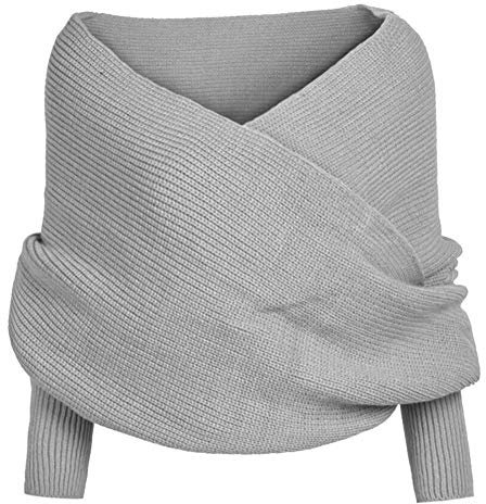 Asudaro Elegante Winter Warm Gestrickt Schals Umhang Einfarbig Wrap Schal Shawl Cape Strickschals Cape Schal Stola mit Ärmel für Frauen und Männer