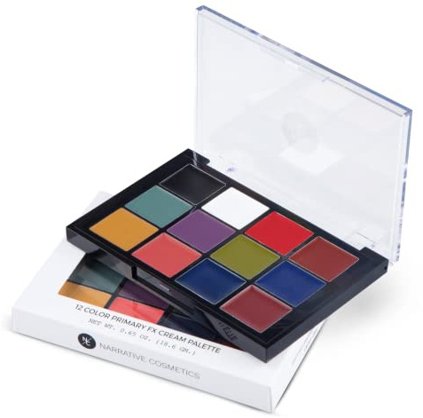 Narrative Cosmetics 12 Color Primary FX Quick Drying Cream Makeup Palette for Special Effects - Waterproof SFX Makeup for Professional Makeup Artists
