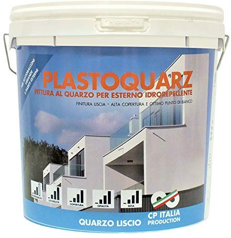 Salone Negozio Online Vernice Pittura Lavabile al Quarzo Liscio ACRILICA per Esterni da LT.14 Bianco