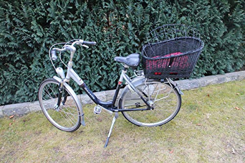 Marcus´ Weidenhandel Hundefahrradkorb für Gepäckträger aus Weide mit Metallgitter XXL Schwarz Gepäckträgerkorb Weidenkorb Hundekorb Tierkorb Katzenkorb
