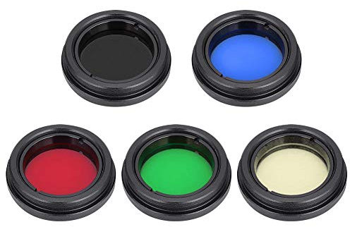 Plyisty 1,25-Zoll-Teleskopfilter-Set, 5-Farben-Teleskop-Mondfilter-Set, Okularobjektiv-Zubehör zur Beobachtung von Mond, Jupiter usw., Verbesserung der Definition und Auflösung