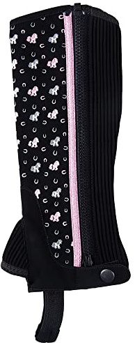 PFIFF 102874 - Chaps per bambini Lucky Pony, 8 taglie, nero/rosa