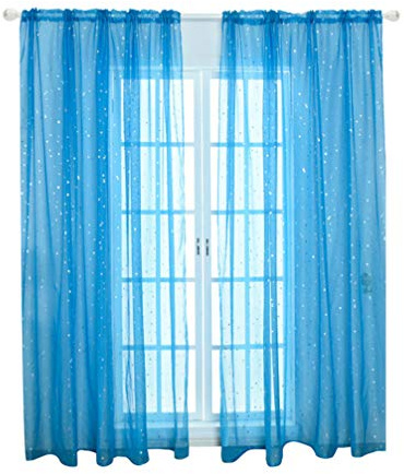 Tende Di Voile Stelle Voile Finestra Stella Finestra Glitter Stelle per Bambini Camera Salon- 100 * 270 Cm () Sheer Tende Stella Led