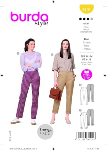 Patron Burda 6101 - Pantalons en tissu à plis permanents du 36 au 46