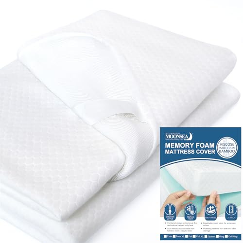 Moonsea Mattress Topper Cover (Cover Only) Twin Size, 3-4 Inch Zippered Viscose Made from Bamboo Cover for Latex Mattress Topper, Removable Memory Foam Mattress Topper Cover with Straps