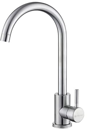 SOLVEX Rubinetto Cucina In Acciaioinossidabile, Miscelatore Cucina Monocomando Per Lavello Con Beccuccio Girevole a 360 °Rubinetti Da Cucina, Nichel Spazzolato,SP-10020