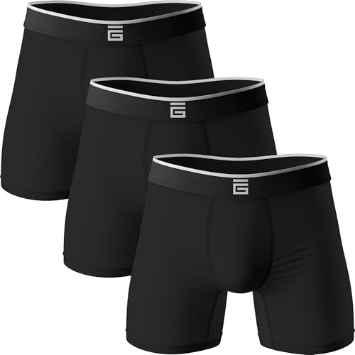 Giovici boxershorts för män bambu anti-skavning mjuka bekväma boxershorts längre ben – boxershorts multipack – fukttransporterande teknik