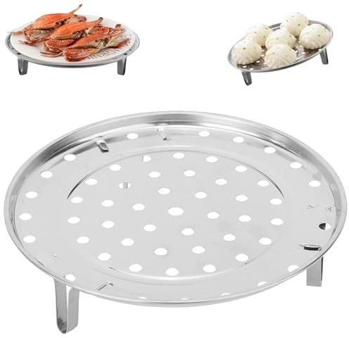 Gemüsedämpfer Dünsteinsatz, Edelstahl Dampfhalter mit Stützfüßen und Loch, Dampfgareinsatz für Töpfe Pfannen Crock-Töpfe Schnellkochtopf, Dampfgarer für Fisch Gemüse Eier Fleisch Desserts(24cm)