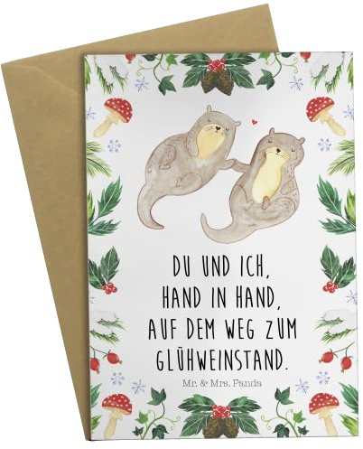 Mr. & Mrs. Panda babykarte Otter Glühweinstand - Geschenk, osterkarten, genesungskarte, Weihnachten, weihnachtskarten, Grußkarten, einladungskarten, Grußkarte