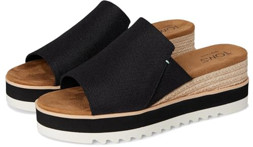 TOMS Women's Diana Mule Wedge Sandal, Textile Upper, CloudBound Insole, Black Heavy Canvas, 7.5