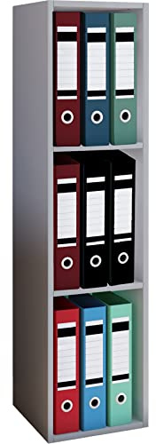 VCM Büroregal 34x30x107 cm 3 Fächer Standregal Bücherregal Aktenregal | Offener Stauraum für Ordner, Akten und Bücher - Arbeitszimmer oder Studierzimmer - Berufstätige und Studierende -