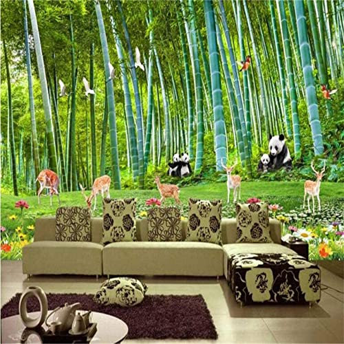 3D Panda Animal Forêt De Bambous Papier Peint Mural, Salon Chambre À Coucher Murale Papier Peint Mural Autocollant Amovible Décor À La Maison - Pour Restaurant Hôtels Moderne Salon D 200(L)x150(H)cm