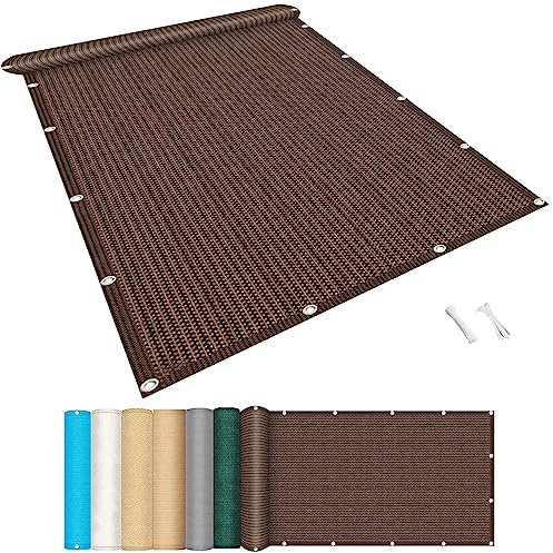 Balkon sichtschutz 90 x 600 cm Wind HDPE UV-Schutz Balkonabdeckung Balkonsichtschutz mit Kabelbinder Ohne Bohren für Balkongeländer Garten, Braun