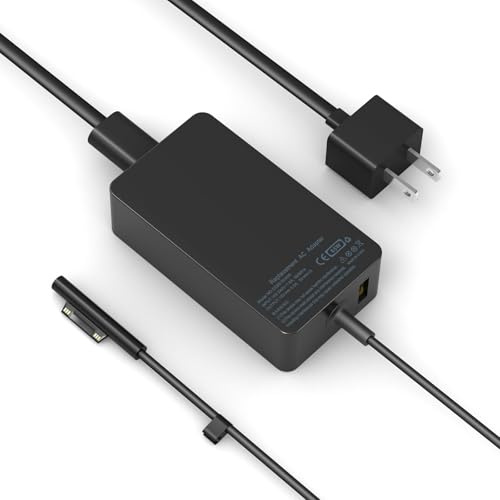 Chargeur pour ordinateur portable Surface Pro 65 W pour ordinateur portable Windows Surface 6, 5, 4, 3, 2, 1, Microsoft Surface Pro10, 9, 8, 7+, 7, 6, 5, 4, 3, X, Surface Book 3, 2, 1, Surface Go,