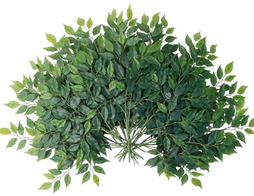 mizii Künstliche grüne Stiele, Seidenblätter, 58,4 cm, Ficus-Girlande, Sprühpflanzen, künstliche Grünpflanzen, Dekoration für Tafelaufsätze, Hochzeitsbogen, Blumenstrauß, Tisch, Heimdekoration, 24