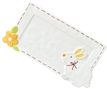 PRETYZOOM Rabbit Ceramic Dinner Plate Cartoon Meal Dish Lovely Dumpling Serving Tray for Serving Tray and Dish Use in Party Food