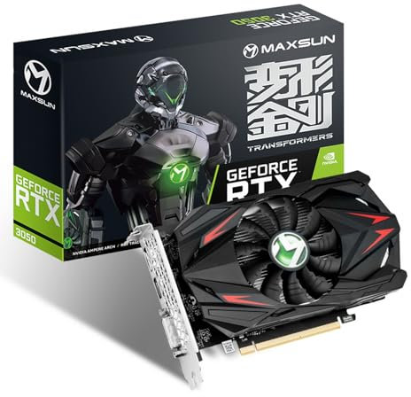 maxsun GeForce RTX 3050 6G Graphics Cards GDDR6 Video Graphics Card GPU for Gaming PC, PCI Express 4.0, HDMI 2.1, DisplayPort 1.4a, DVI, ITX Design (RTX 3050 Single Fan)