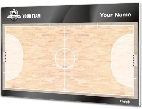 ETISPORT Taktische Tafel für Hallenfußball-Trainer. Doppelseitig, geeignet für trocken abwischbaren Marker. Personalisiert mit Farbe, Wappen oder Logo, Name und Verein. (Large)