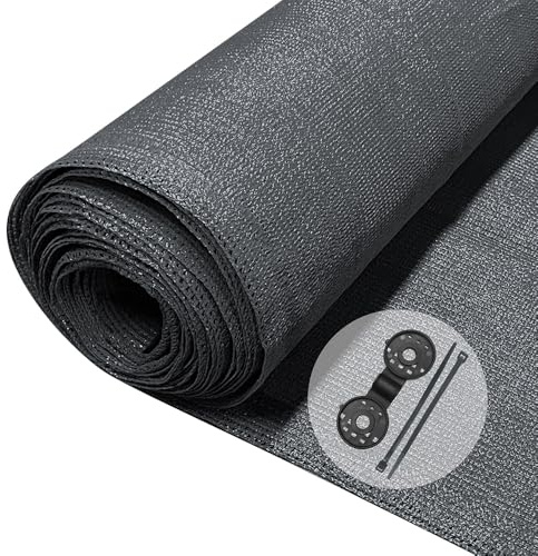 VOUNOT® Zaunblende 1.8×20m, Sichtschutz Zaun 150 g/m² HDPE Schattiernetz, Windschutz UV-resistent Reißfest, mit Löcher und Kabelbinder, Anthrazit