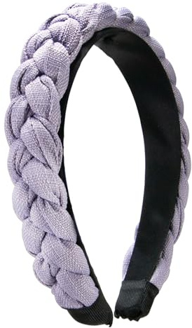 Alpenflüstern Trachten-Flecht-Haarreif Leinen-Optik - Damen Haarschmuck rutschfest, Haarband geflochten fürs Dirndl (flieder) ADV141