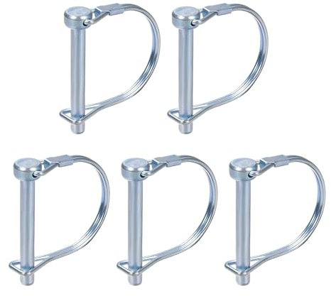 DTGN 6,3 mm x 50 mm (DxL) Wellenverriegelungsstift - 5er Pack - Gut für landwirtschaftliche Anhänger Rasen - Runder Anhängerkupplungsstift aus Kohlenstoffstahl - Silberton