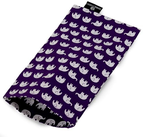 Yoga Studio Eye Pillow Cover – 12cm x 23cm, Yoga Pillow Cover for Spa or Massage Therapists (Purple Elephant)