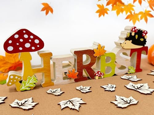 BOYATONG Decorazione autunnale, scritta autunnale, decorazione da tavolo, autunno con foglie autunnali, decorazione autunnale, decorazione per interni ed esterni