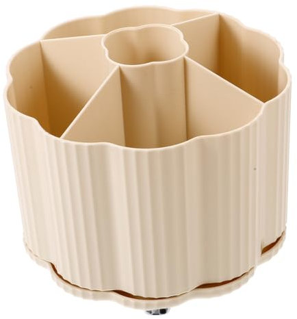 Parliky 360grad Rotierender Kosmetik Organizer Multifunktionaler Pinselhalter Cremeweiß Staubdichtes Design Für Make-up Stifte Bürobedarf Dekorative Aufbewahrungslösung Für