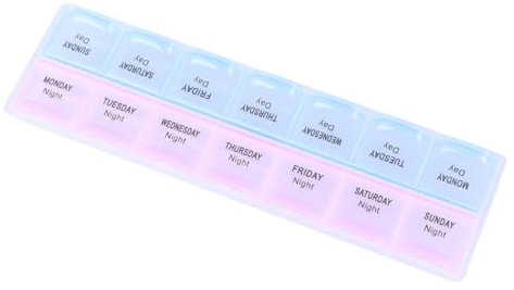 Healeved 2 Stück 14-fächer Wochen Pillendose Aus Kunststoff Tragbarer Medikamentenorganizer Mit 2 Reihen Wöchentliche Tablettenbox Für Unterwegs Vitamine Nahrungsergänzung Auch Schmuckaufbe