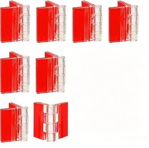 Lot de 8 charnières en plastique transparent auto-adhésives en acrylique pour armoires, aquariums, meubles, projets de bricolage (35 x 25 mm)