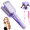 32mm Rizador de Pelo, Rizador de 2 Tubos Rizadoras Rápido, 4 Temperatura Ajustable, Ondulador de Pelo de Cerámica, Rizador Pelo Ondas Beach Waves Plancha Ondas (Púrpura)