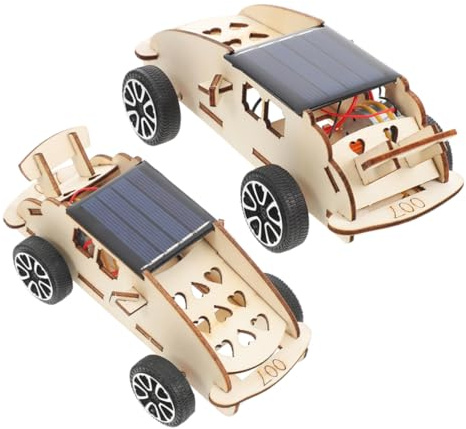 LRXIYODE 2 Piezas Coche Solar Coche con Energía Solar Modelo De Solar De Juguete Juguetes Robot para Kit De Construcción De Automóviles Kit De Solar De Madera