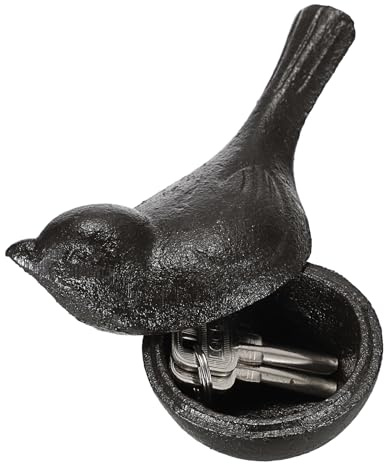 Sumnacon Spare Key Hider Outside Cute Bird Garden Decoration Secret Key Holder for Yard Porch Lawn Bushes, Heavy Cast Iron Hidden Keys Storage Vintage Outdoor Statue for Jewelry Ear Studs, Ring