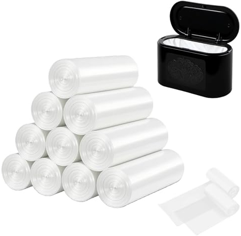 3L Kleine Müllbeutel, 300 Stück, 30 x 35 cm Müllbeutel für Mini-Desktop-Mülleimer, Badezimmer, Büro, Auto, Müllbeutel, Lebensmittelabfallbeutel, Tretmüllbeutel, Müllbeutel für Abfalleimer (Weiß)