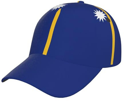 Flagge von Nauru, stilvolle gebogene Baseballkappen, verstellbar, für Sommer, Strand und tropische Abenteuer, Schwarz, Schwarz , Einheitsgröße