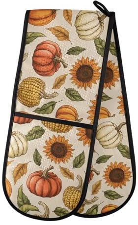 Quteprint Harvest – Maniques de cuisine doublement lavables et résistantes à la chaleur – Manique extra longue – 17,8 x 88,9 cm – Pour la cuisine, la pâtisserie, le micro-ondes, le barbecue