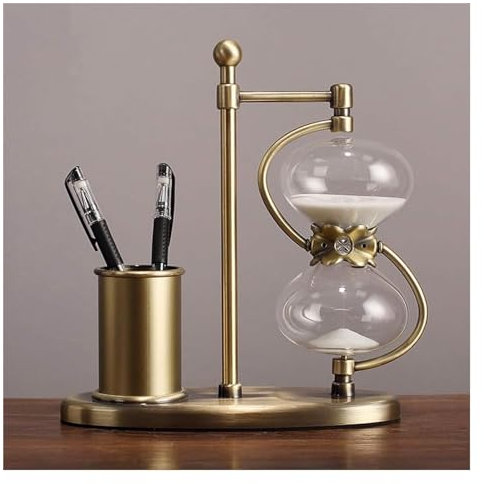KRXSOBNV, Grande Orologio Antico con Sabbia Rotante a 360°, Timer in Vetro, Metallo Color Ottone, 15 minuti/30 minuti/60 Minuti, Istruzione Giocattolo Creativo Ufficio casa,Orologio di Sabbia(60 Minu