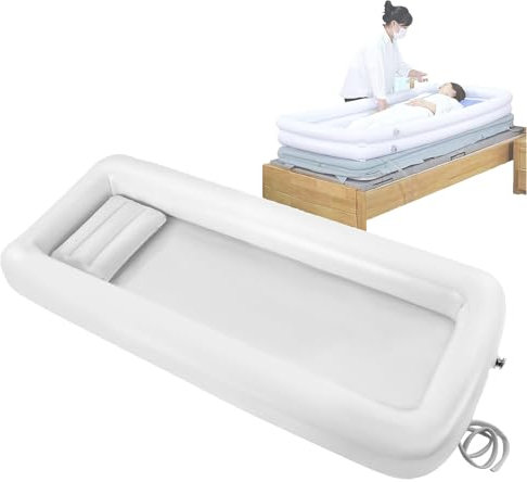 Vdhfgso Bañera Inflable for bañarse en la Cama - Kit de Ducha con Almohada de Aire for el Cuidado de Personas Mayores, discapacitadas y Pacientes posoperados