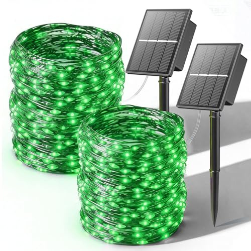 SOLARBABY Luci Solari Esterno,2x22m Totale 400 LED Filo di Rame Catena Luminosa Esterno Solare,8 Modalità Impermeabili Luci Solari da Giardino Decorative per Natale Albero Patio,Verde